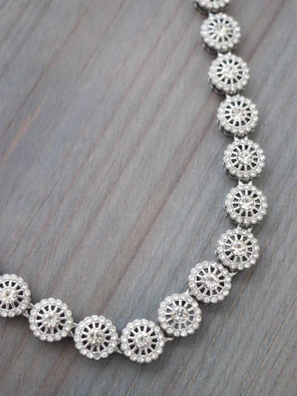 Round Pave Halo Cluster CZ Diamond Tennis Style Necklace Silver